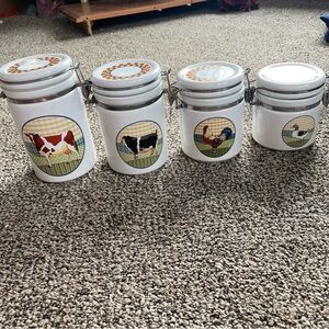 Farmhouse Ceramic Canister Set with Animal Motifs